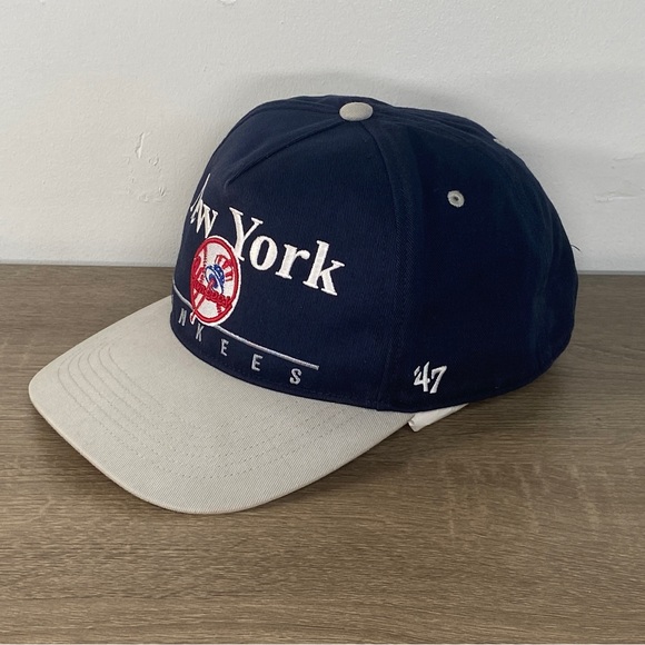 47 Brand New York Yankee’s Baseball Hat Mens Dark Blue Gray White Red Snap Cap - Picture 4 of 16